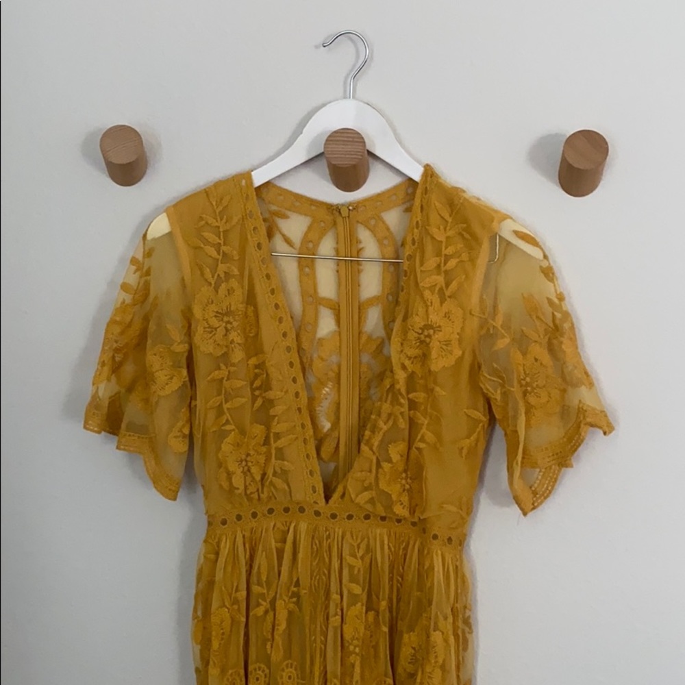 Yellow mustard lace dress